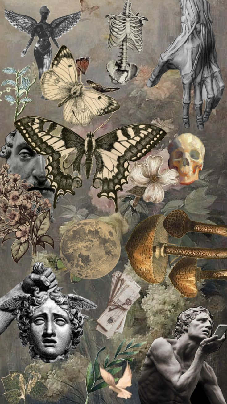 Victorian, collage, classical statues, HD Phone Wallpaper