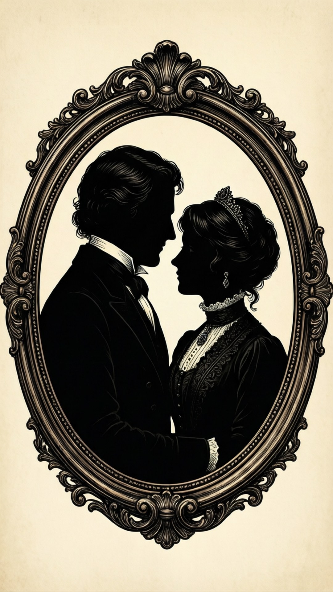 Victorian, silhouette, couple, Full HD Phone Wallpaper