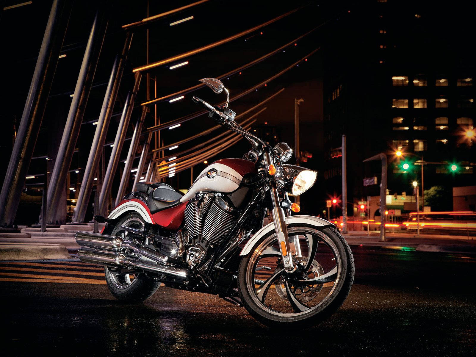 Victory Motorcycle, red and white, cruiser, HD Desktop Wallpaper
