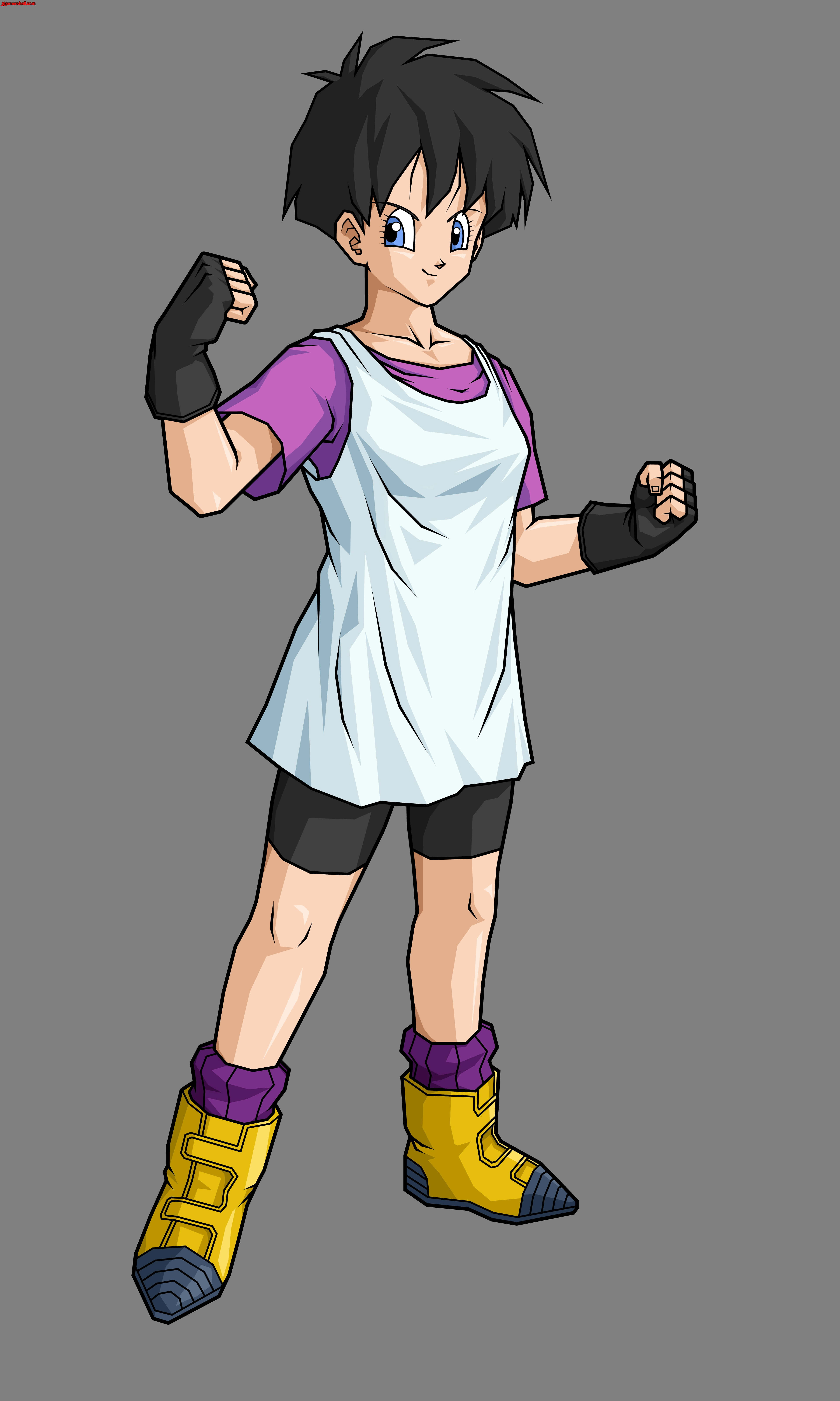 Videl, spiky black hair, blue eyes, 8K Phone Wallpaper