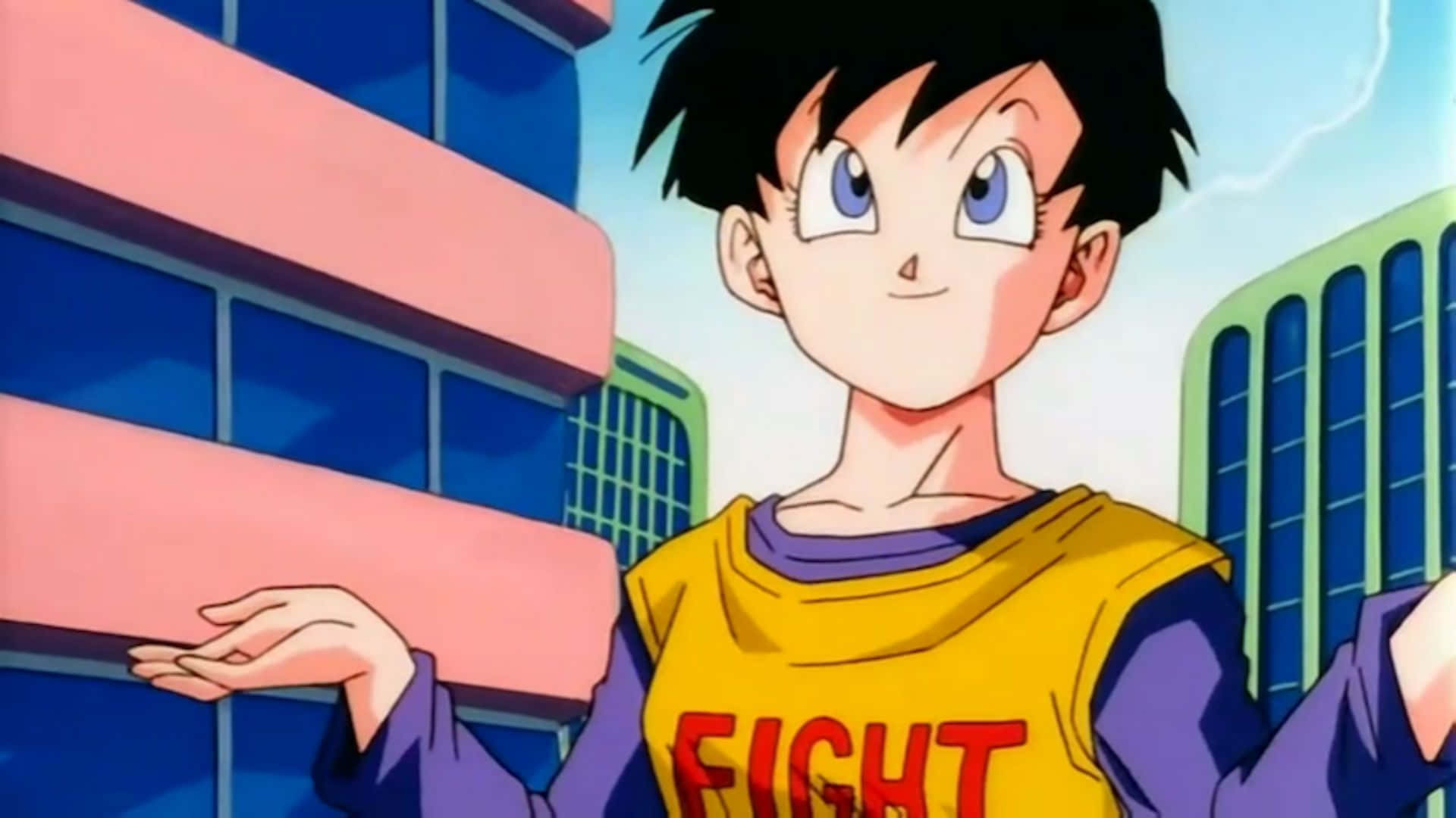 Videl, 1920 x 1080, yellow 'FIGHT' vest, Full HD Desktop Wallpaper