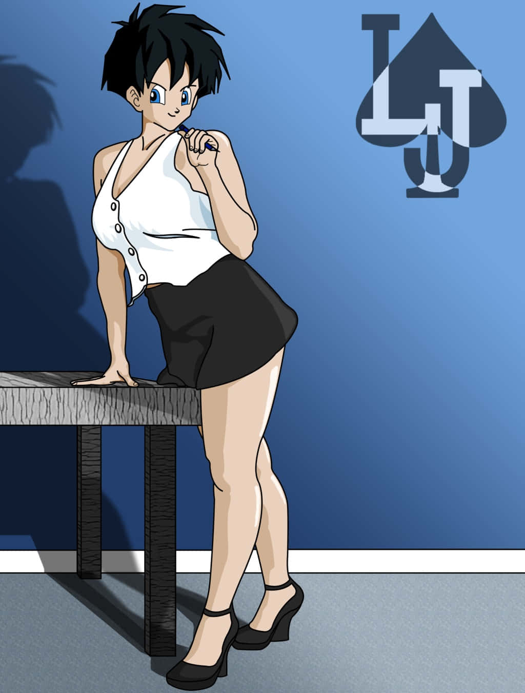 Videl, spiky black hair, white top, HD Phone Wallpaper