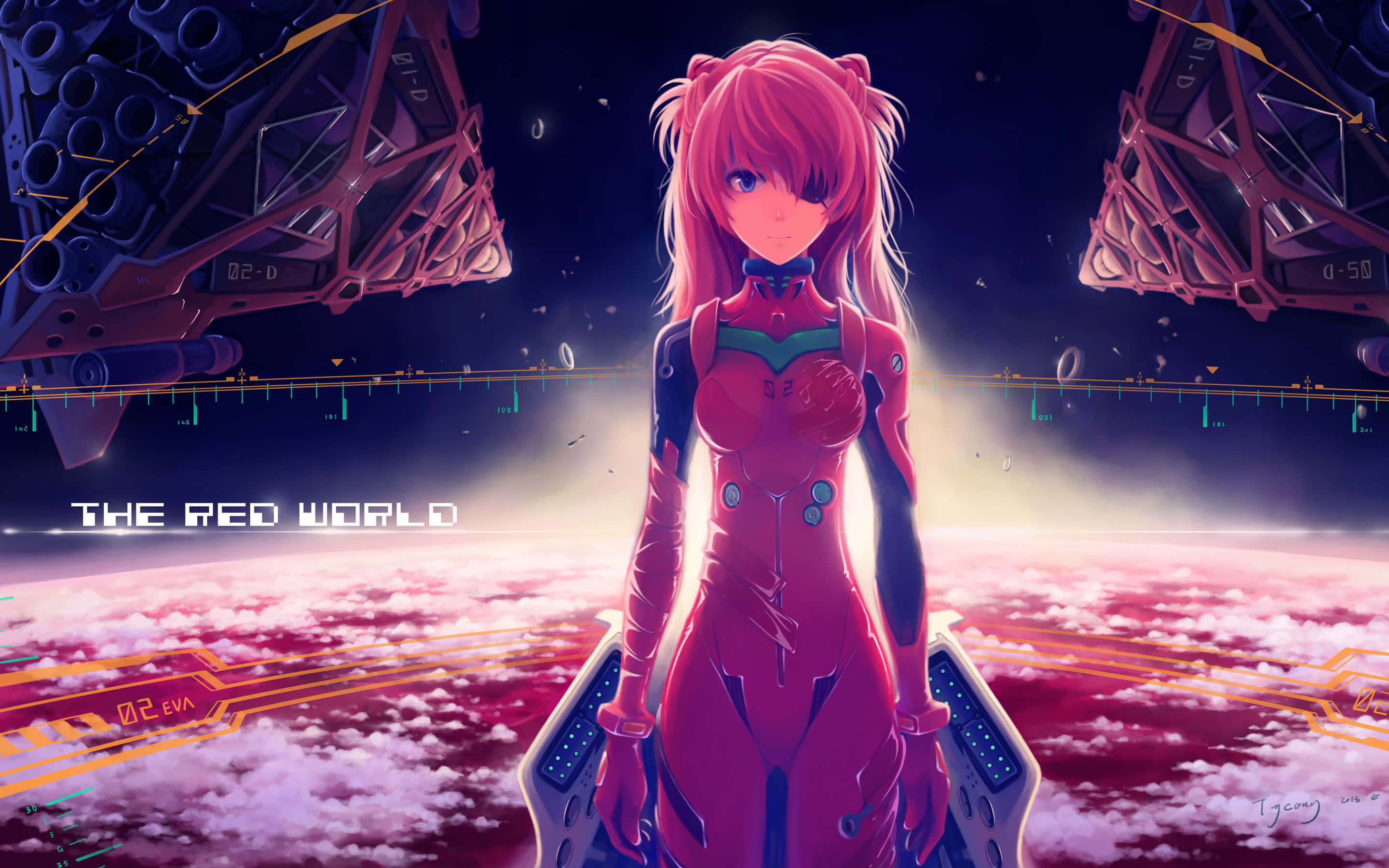 Anime Aesthetic Ps4, pink-haired anime girl, red plug suit, 2K Desktop Wallpaper