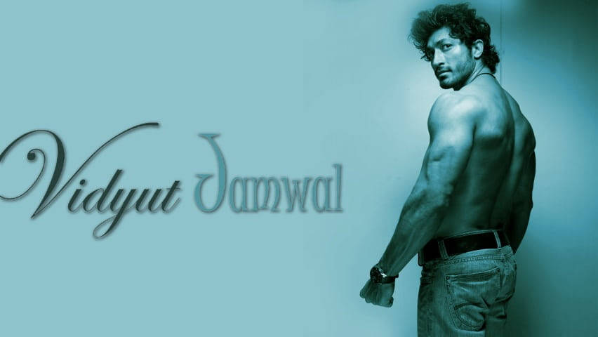 Vidyut Jamwal, teal-lit studio, shirtless, SD Desktop Wallpaper