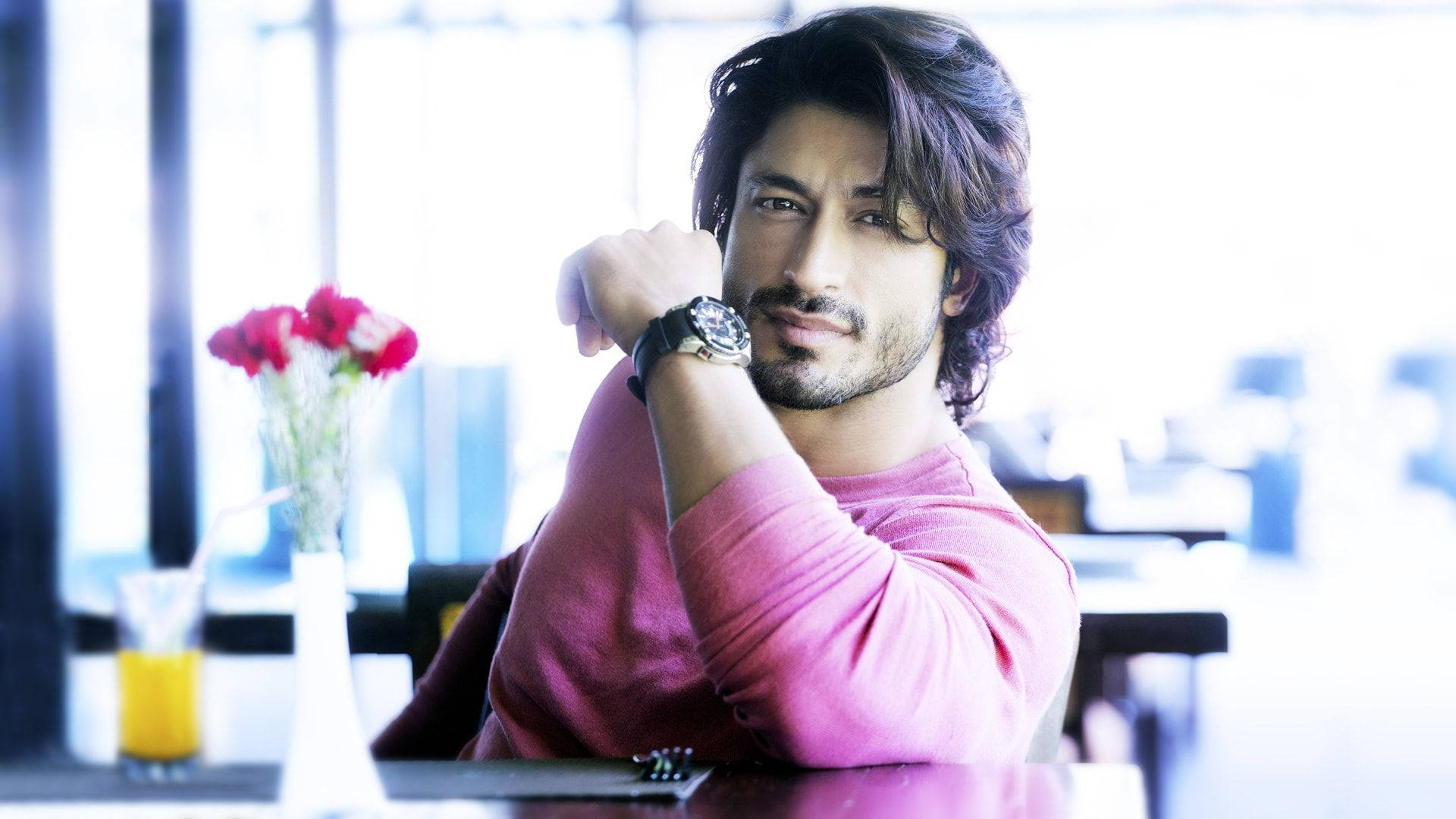 Vidyut Jamwal, pink shirt, watch, Full HD Desktop Wallpaper