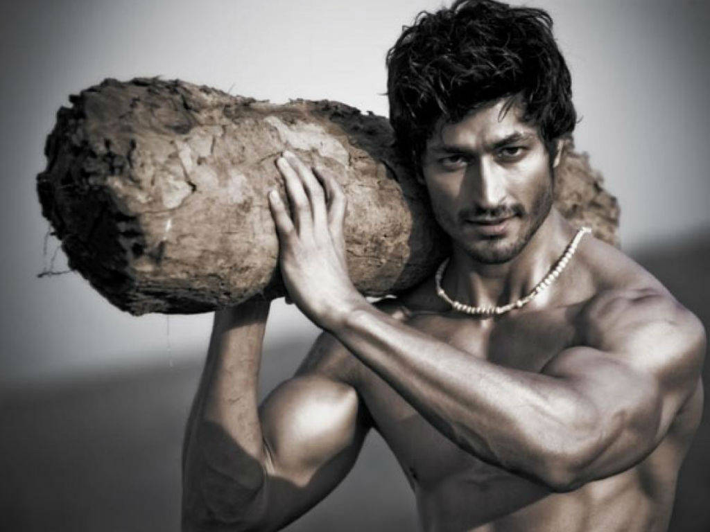 Vidyut Jamwal, monochrome, muscular man, SD Desktop Wallpaper