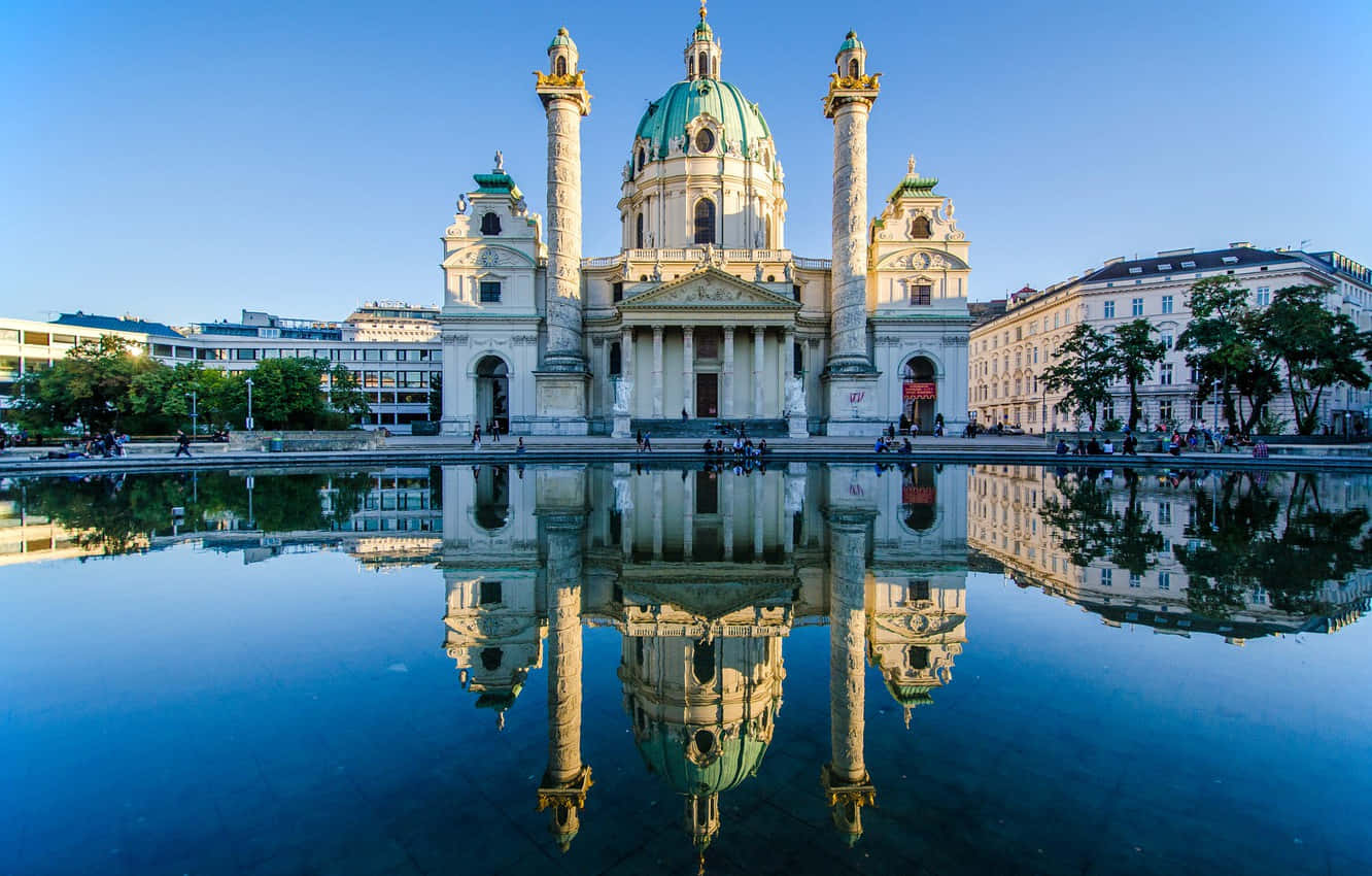 Vienna Cathedral, blue sky, green dome, HD Desktop Wallpaper