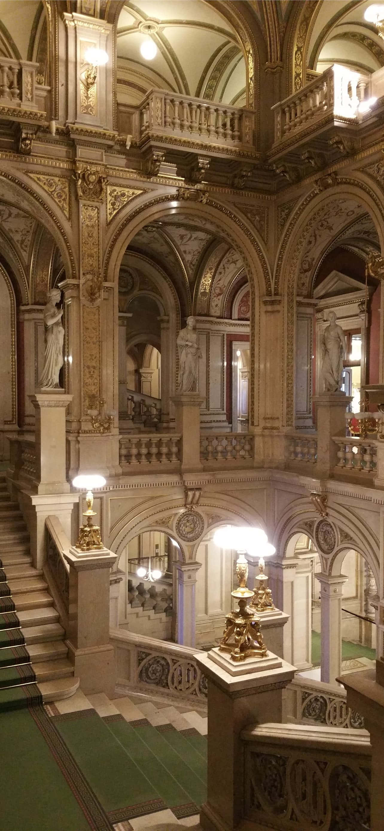 Vienna Cathedral, twilight, golden statues, 2K Phone Wallpaper