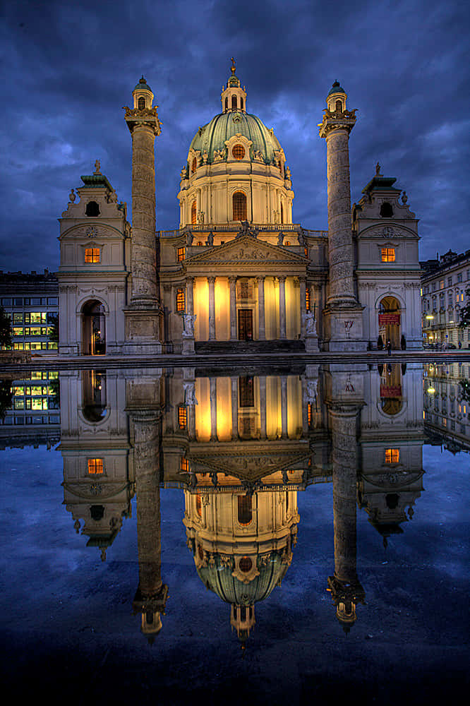 Vienna Cathedral, baroque cathedral, twin columns, SD Phone Wallpaper