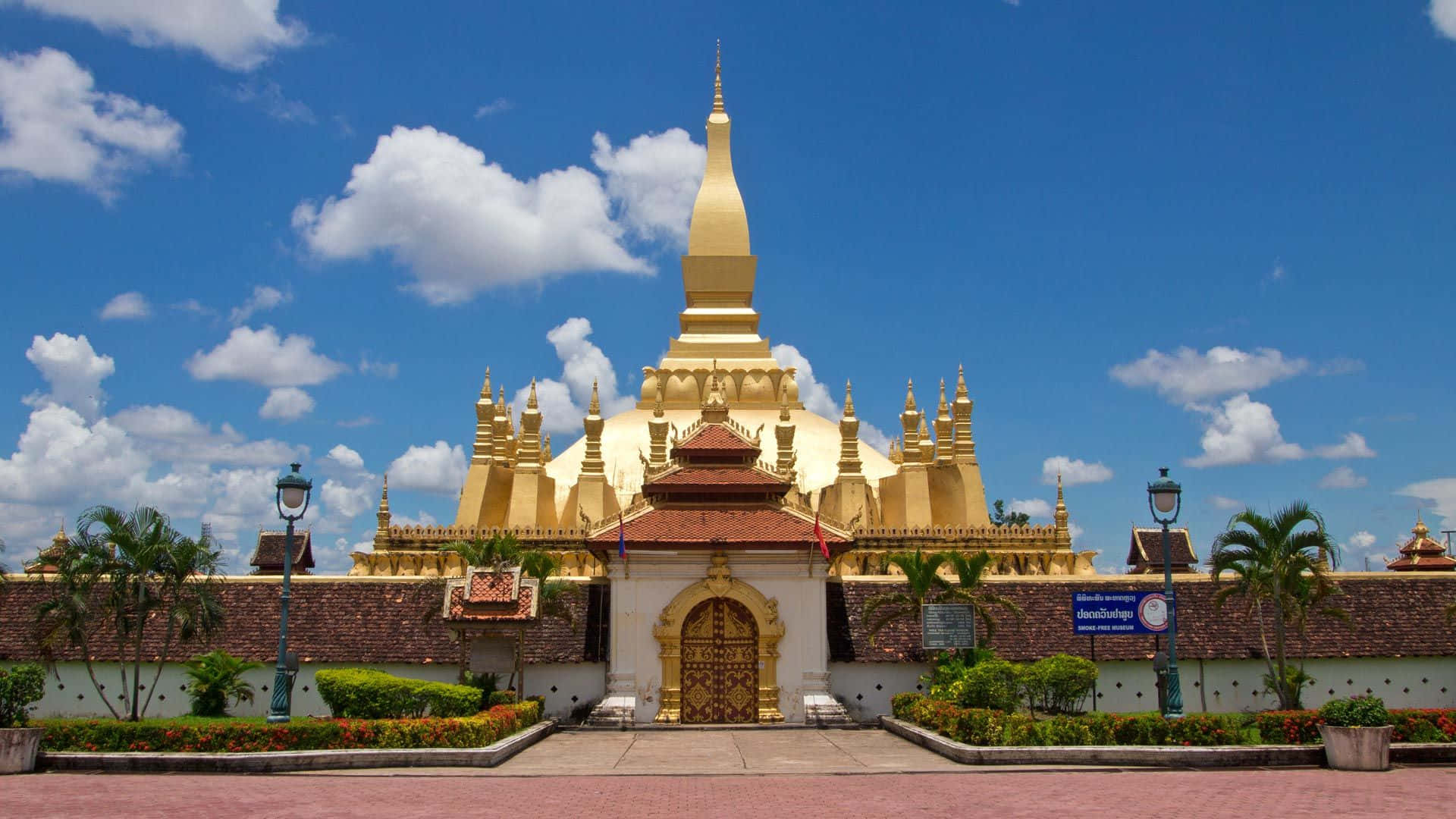 Vientiane, golden stupa, intricate spires, Full HD Desktop Wallpaper