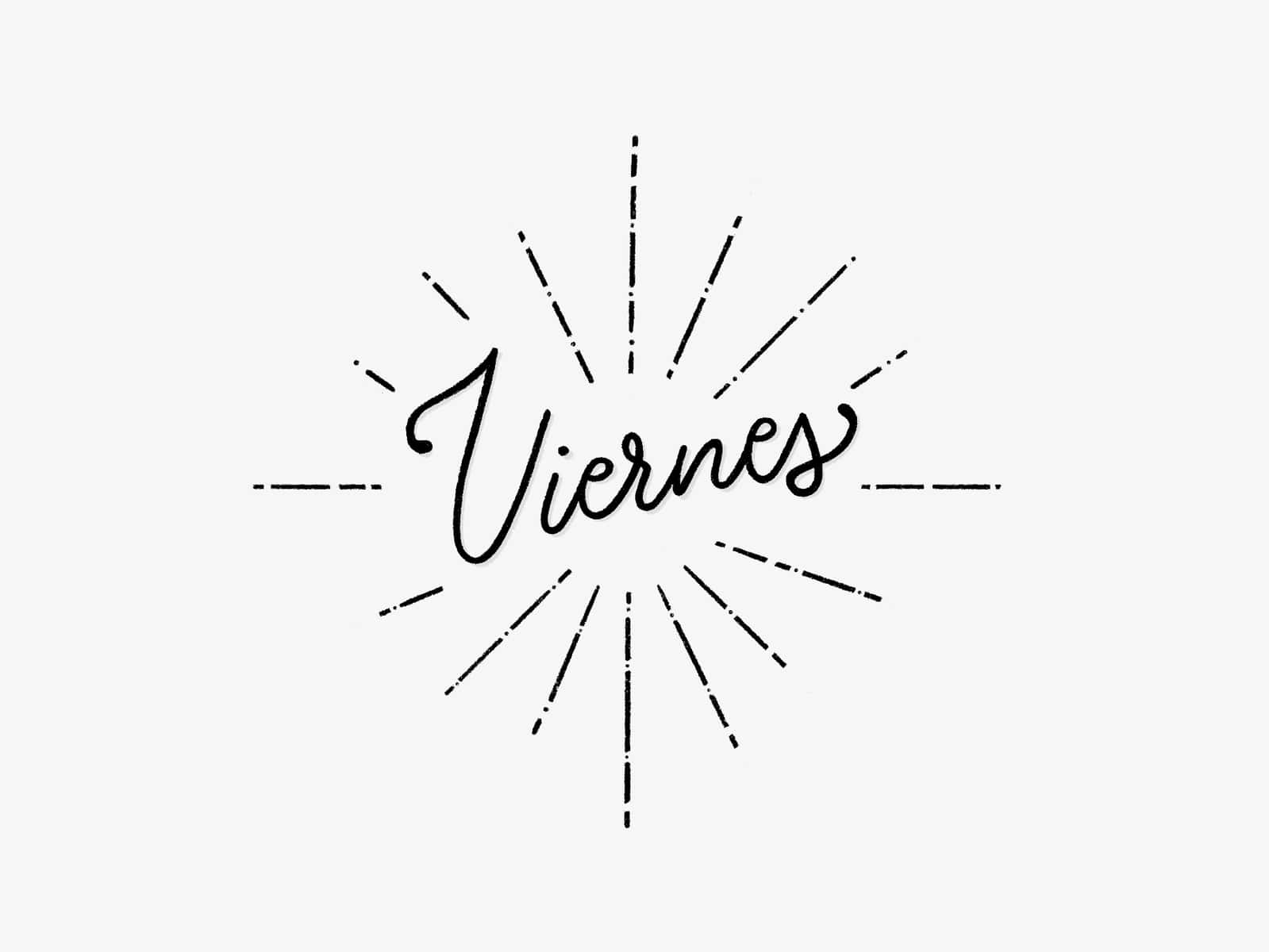 Viernes, black script, dashed rays, HD Desktop Wallpaper