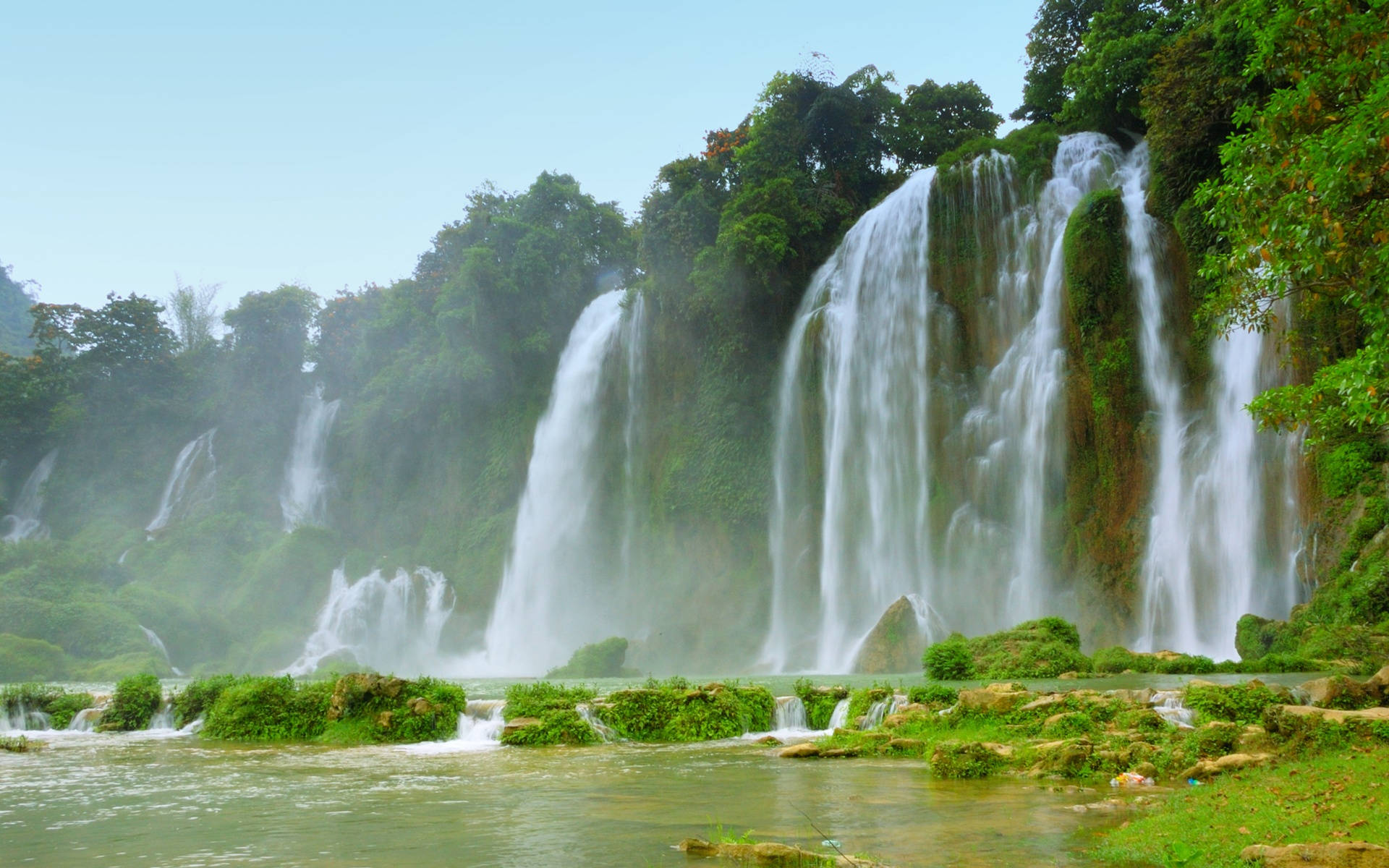 Vietnam, majestic waterfalls, multi-tiered waterfall, Full HD Desktop Wallpaper