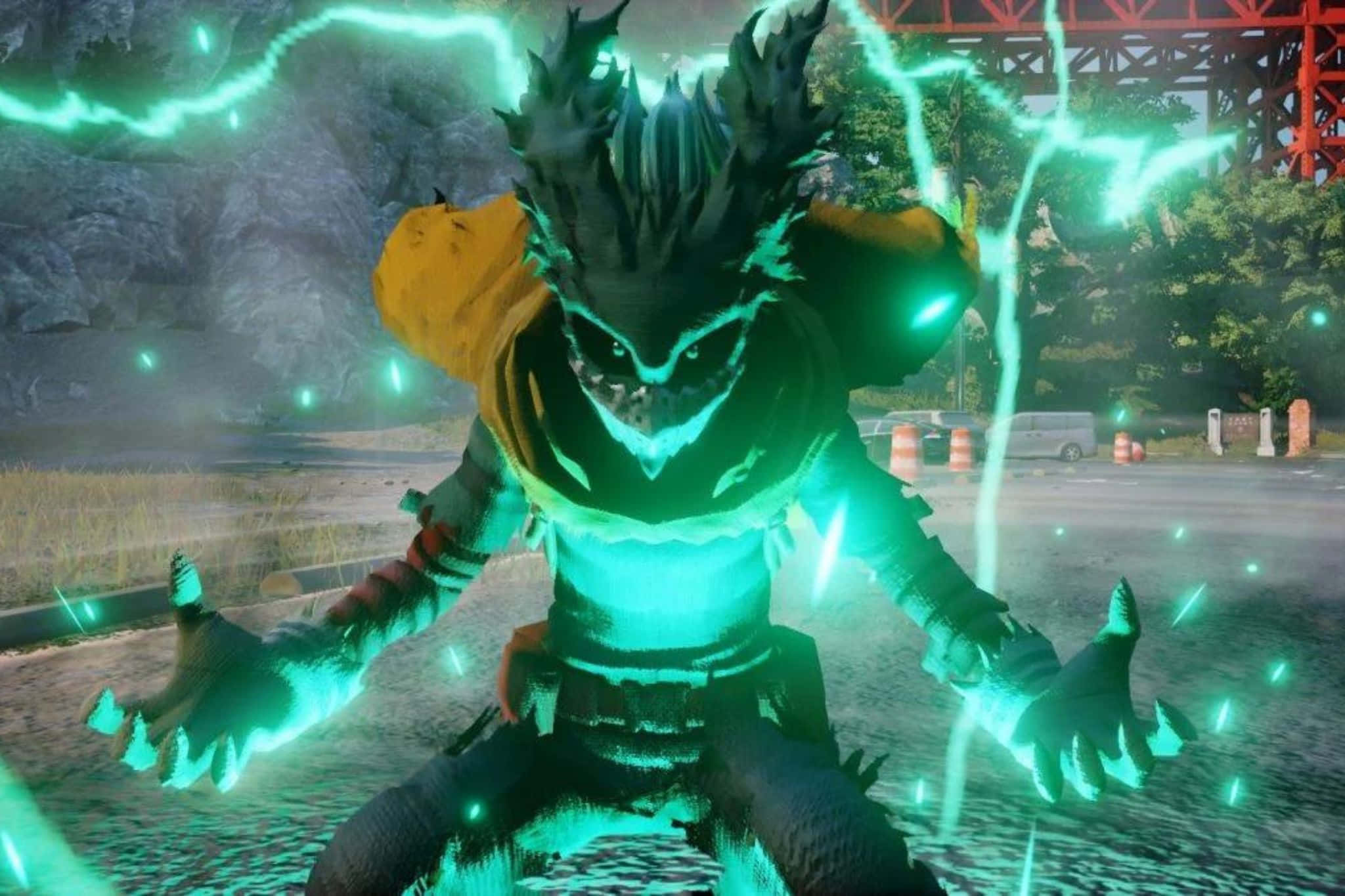 Vigilante Deku, glowing green lightning, spiked form, Full HD Desktop Wallpaper