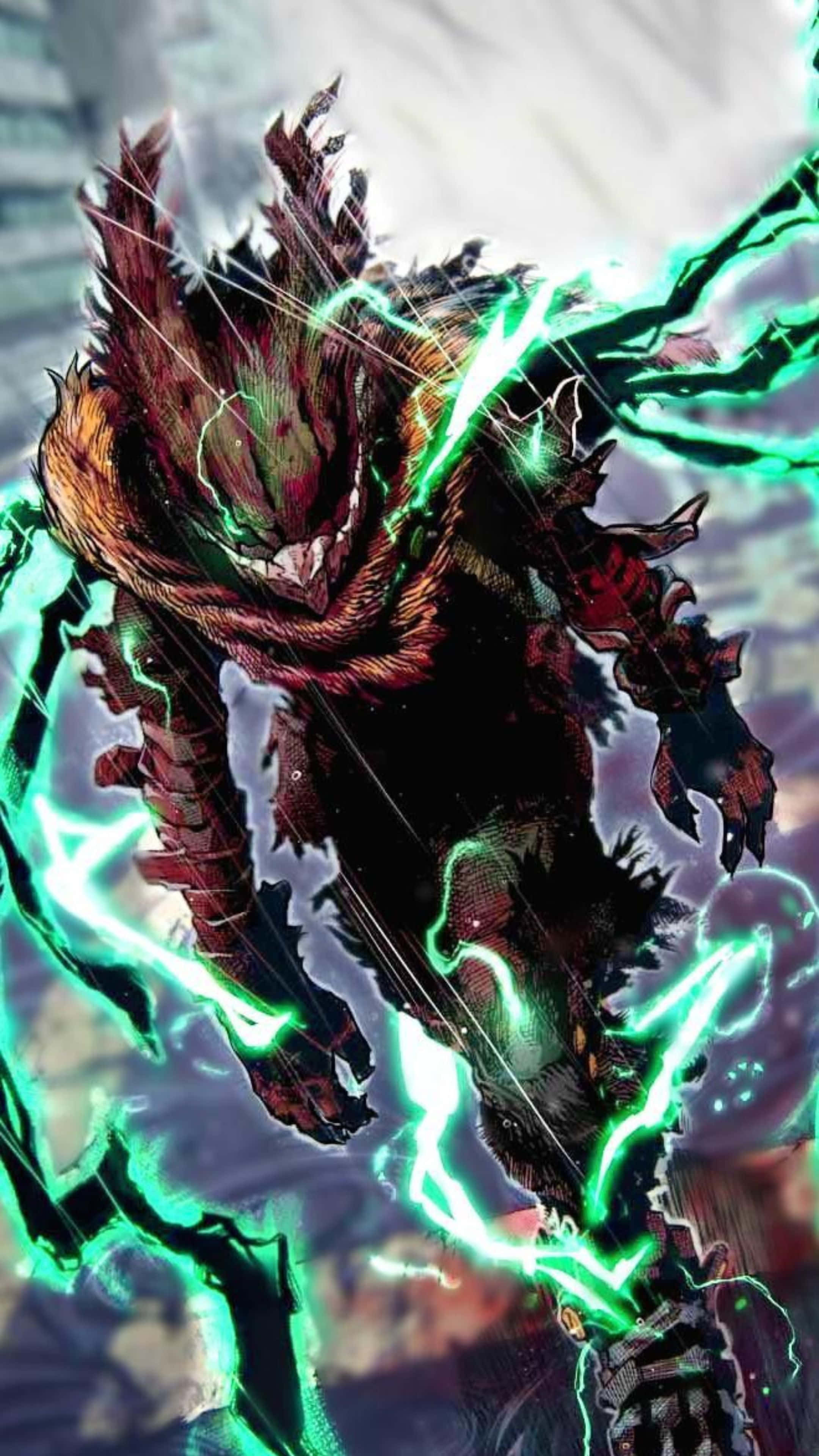 Vigilante Deku, electric fury, spiky brown fur, 4K Phone Wallpaper