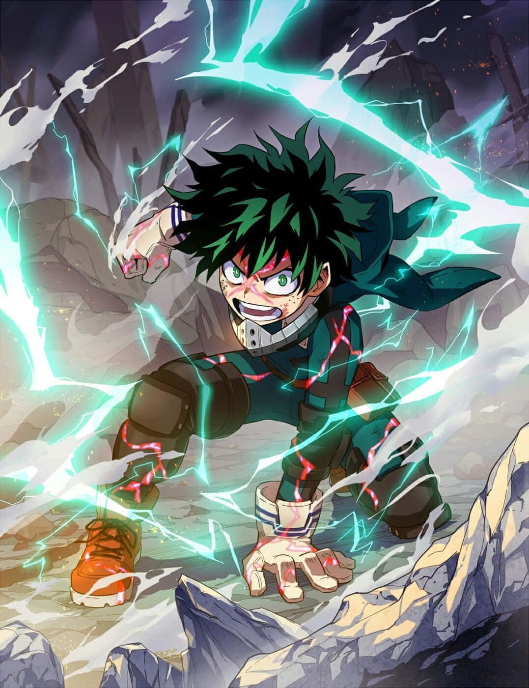 Vigilante Deku, green-haired anime boy, teal suit, HD Phone Wallpaper