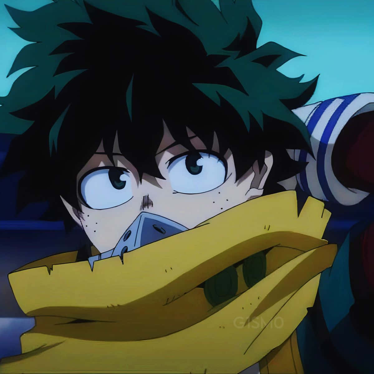 Vigilante Deku, yellow scarf, blue mask, SD Desktop Wallpaper
