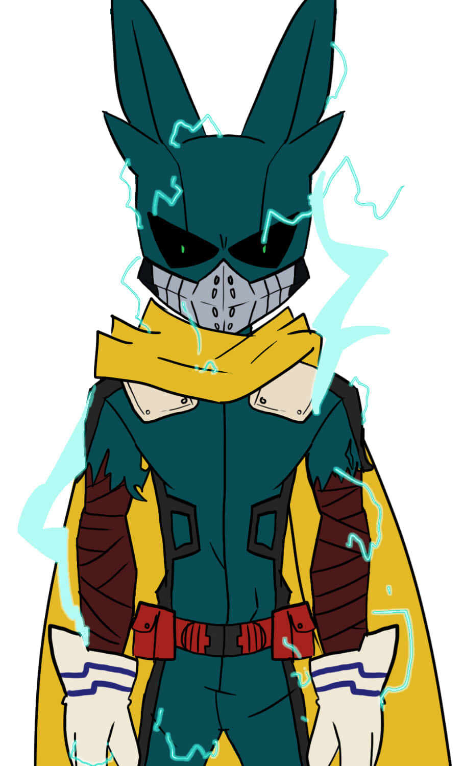 Vigilante Deku, teal masked rabbit superhero, yellow scarf, HD Phone Wallpaper
