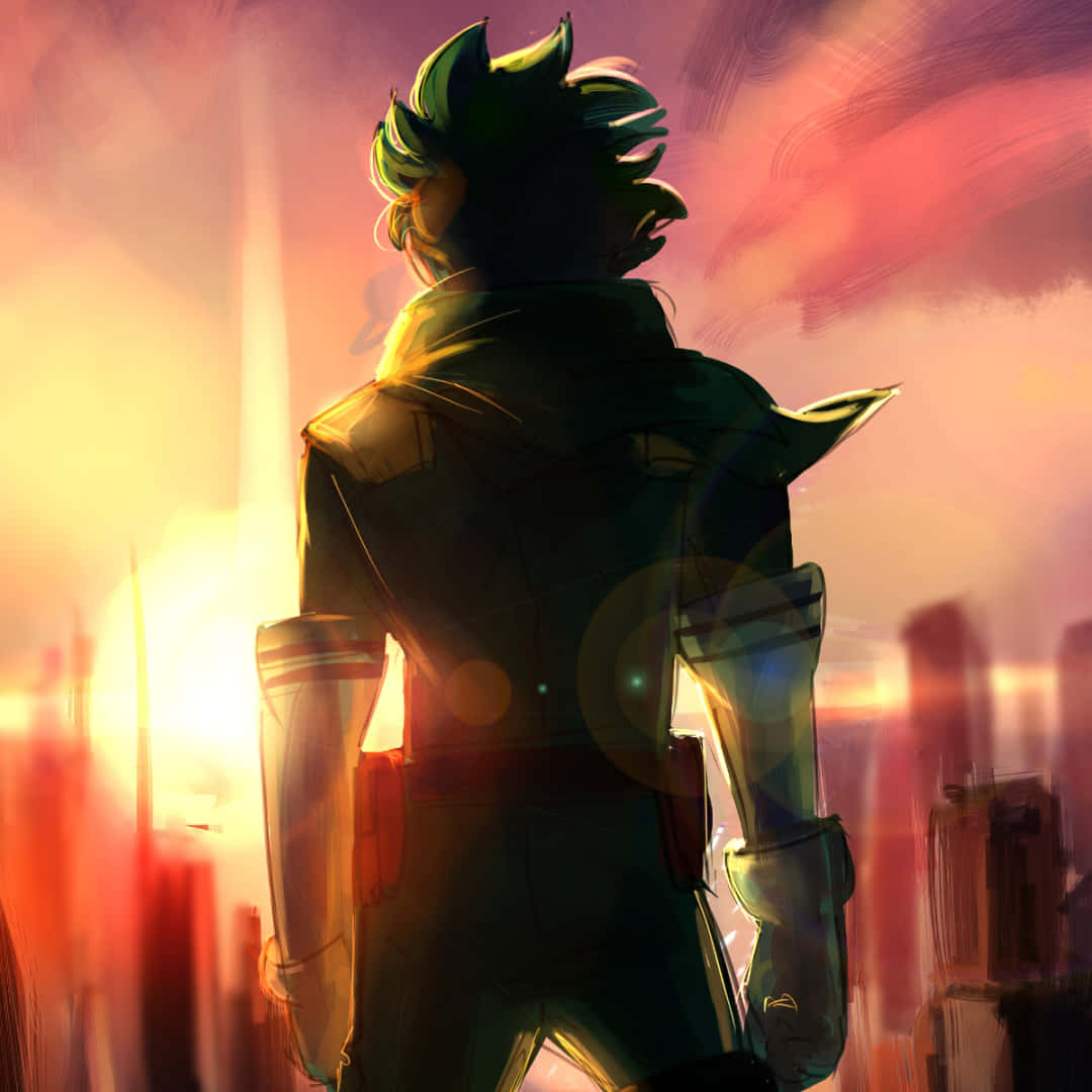 Vigilante Deku, sunset, silhouette, SD Desktop Wallpaper