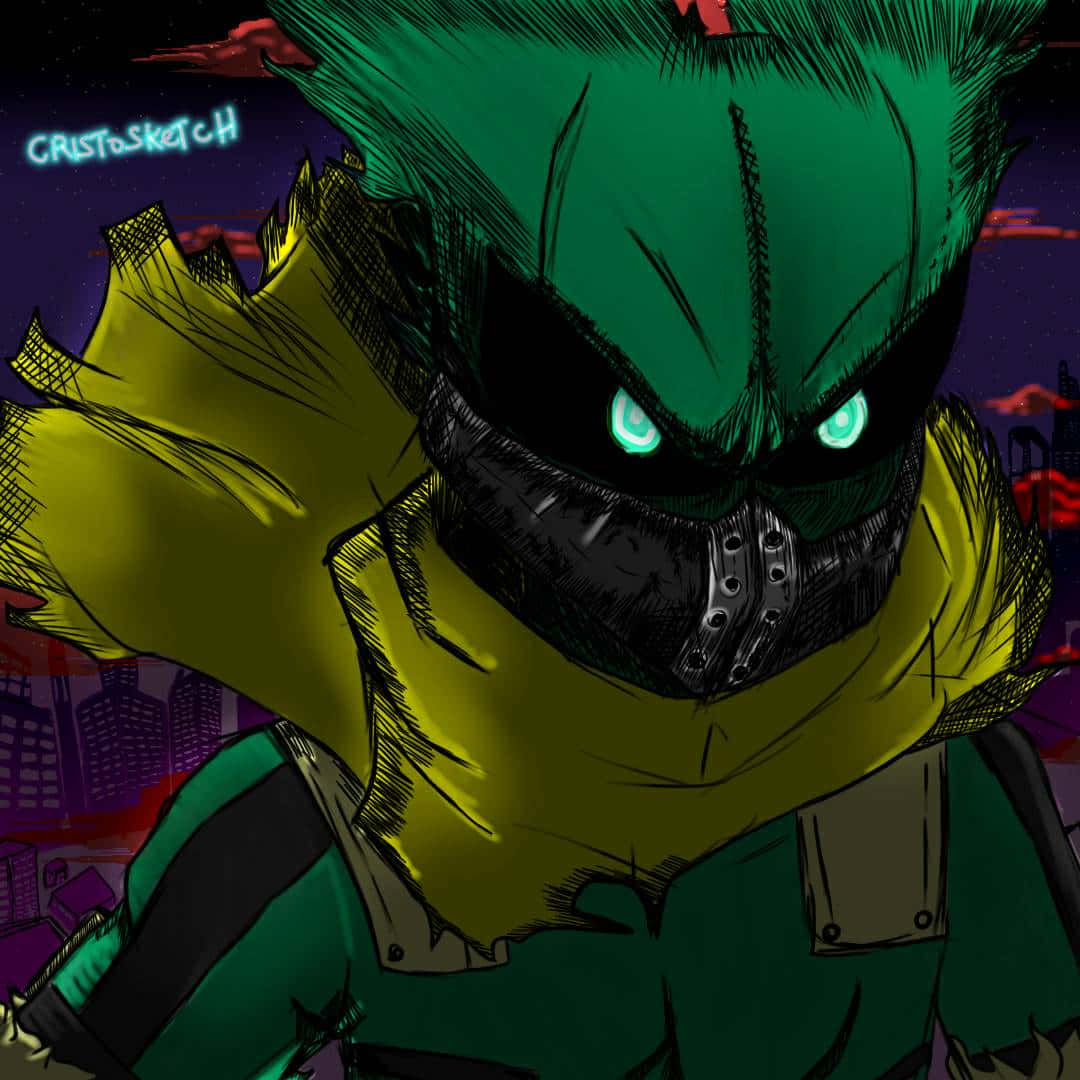 Vigilante Deku, green-haired, masked figure, SD Desktop Wallpaper