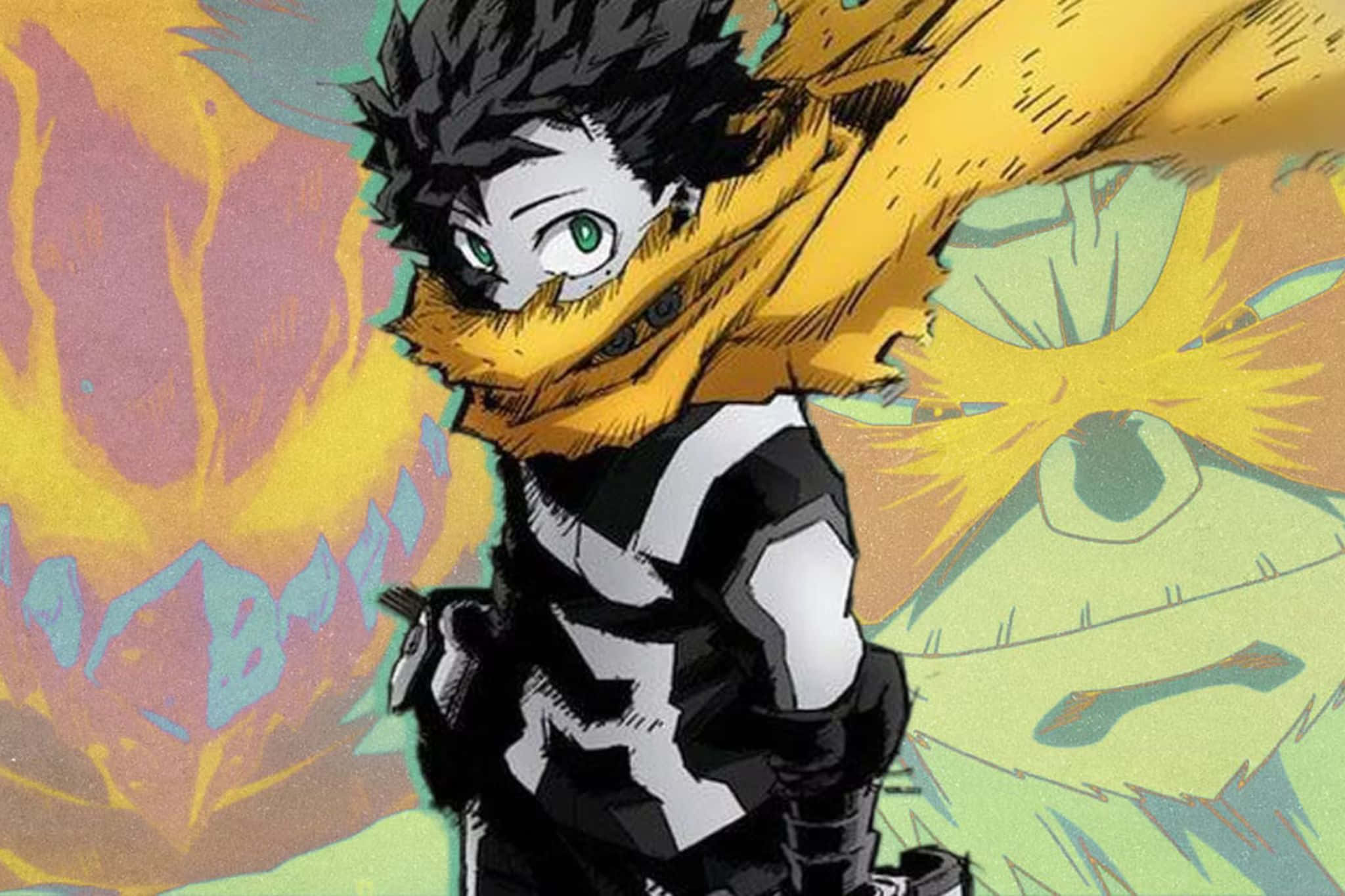 Vigilante Deku, green eyes, yellow scarf, Full HD Desktop Wallpaper