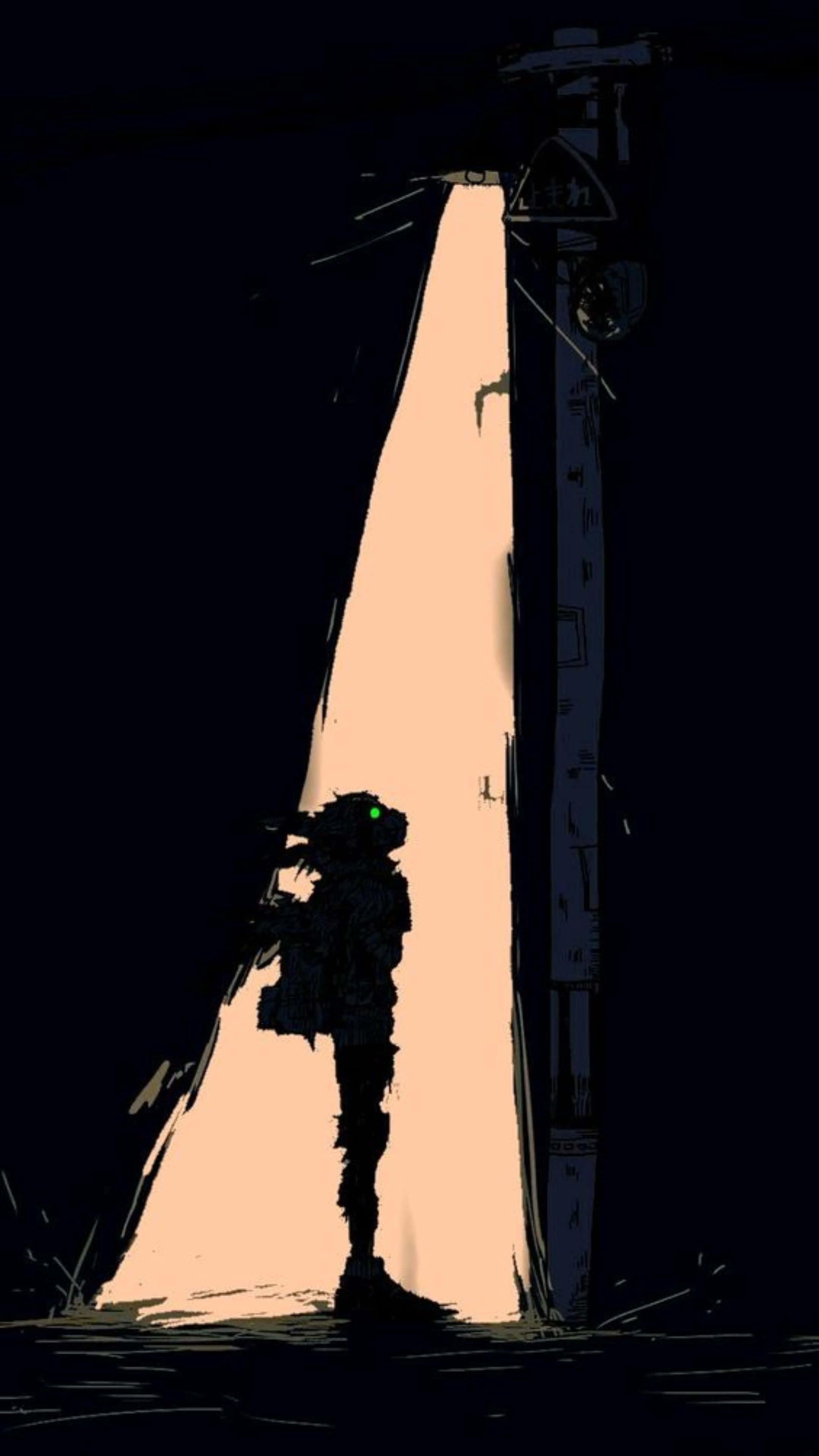 Vigilante Deku, silhouette, glowing green eyes, 4K Phone Wallpaper