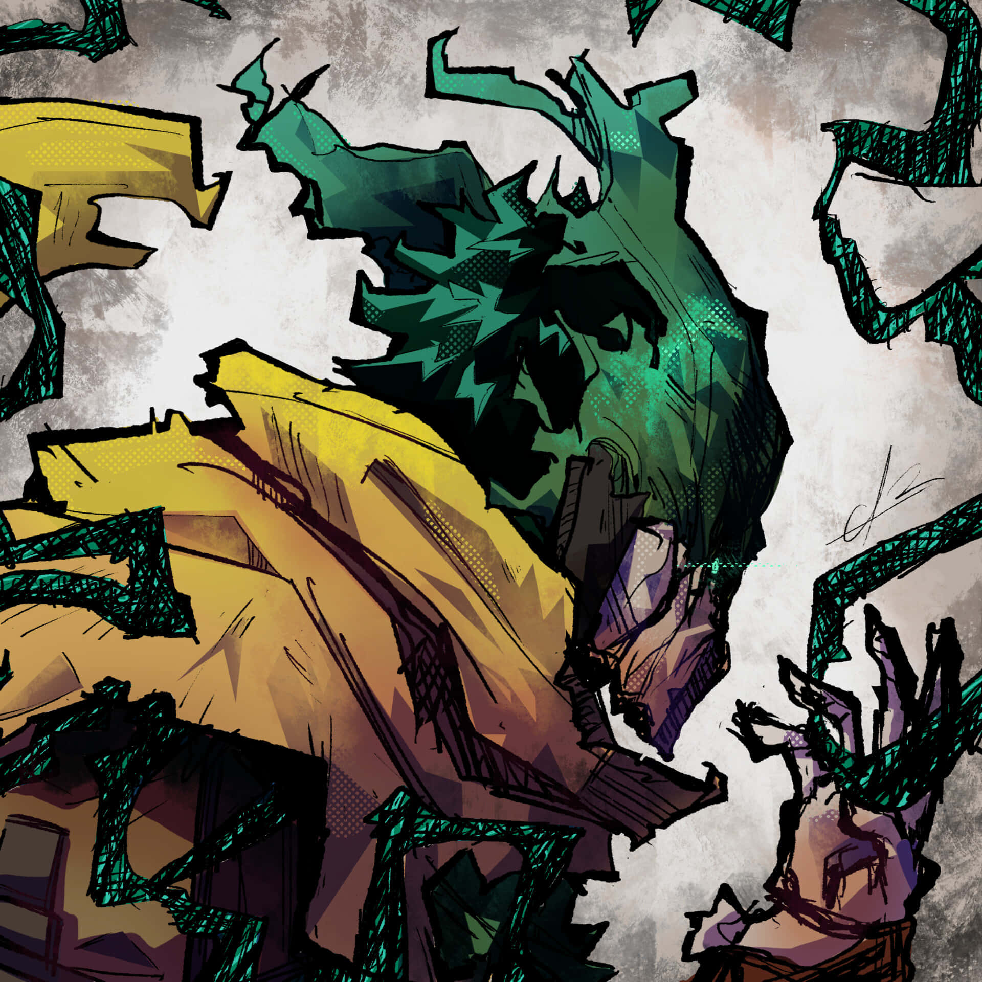 Vigilante Deku, green spiky hair, yellow jacket, Full HD Desktop Wallpaper