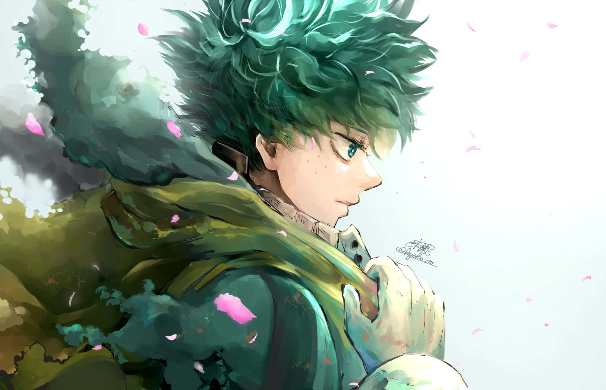 Vigilante Deku, spiky green hair, green eyes, Full HD Desktop Wallpaper