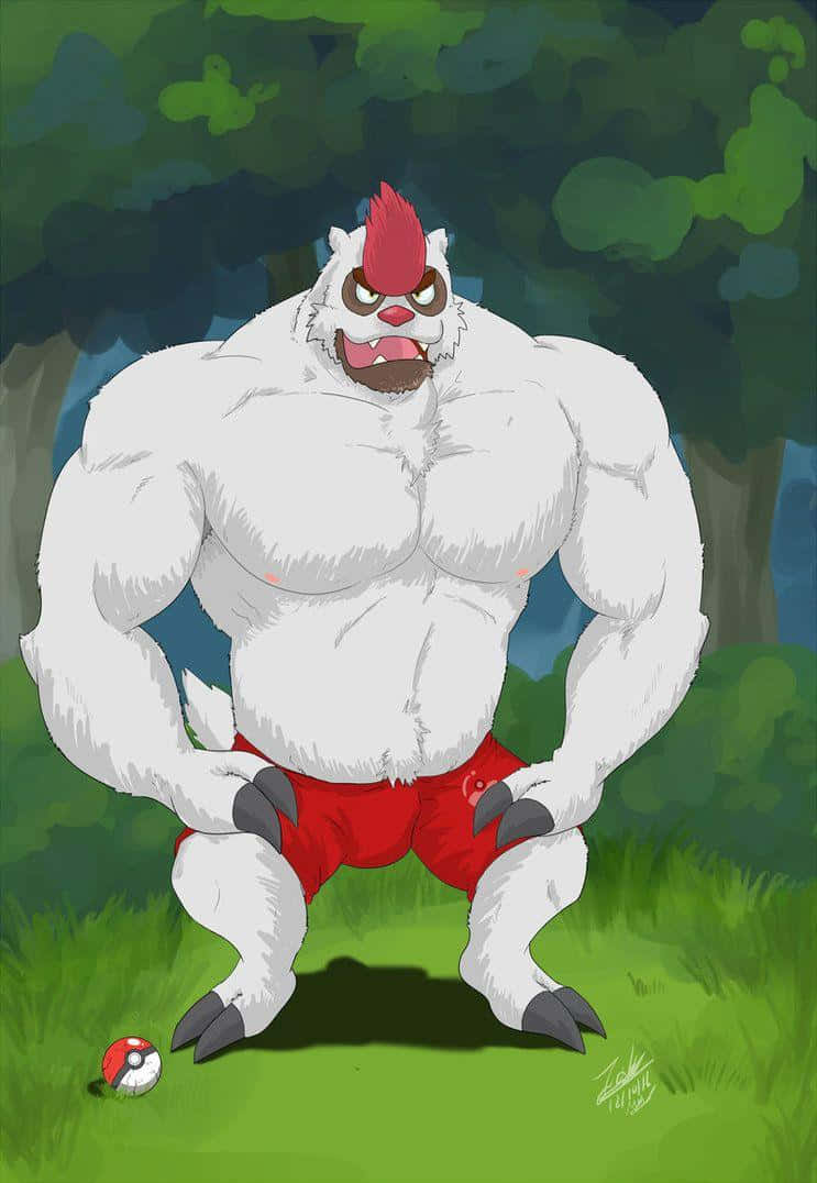 Vigoroth, white Pokémon, red mohawk, SD Phone Wallpaper
