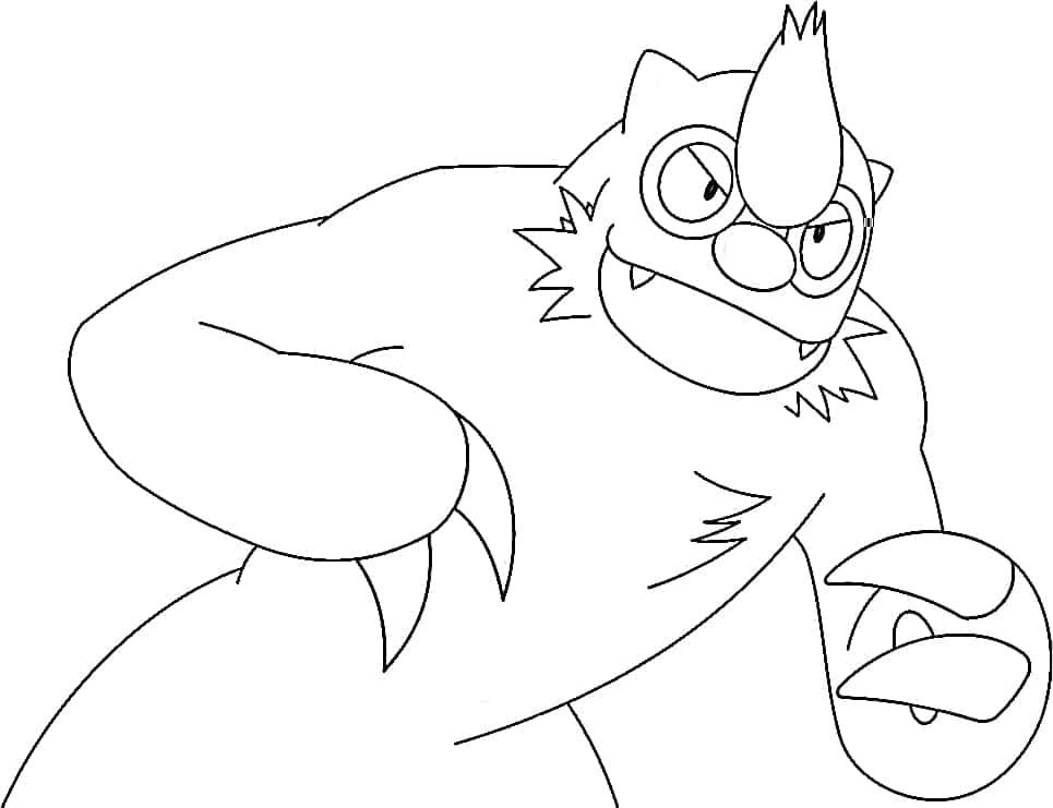 Vigoroth, outline drawing, black and white line art, SD Desktop Wallpaper
