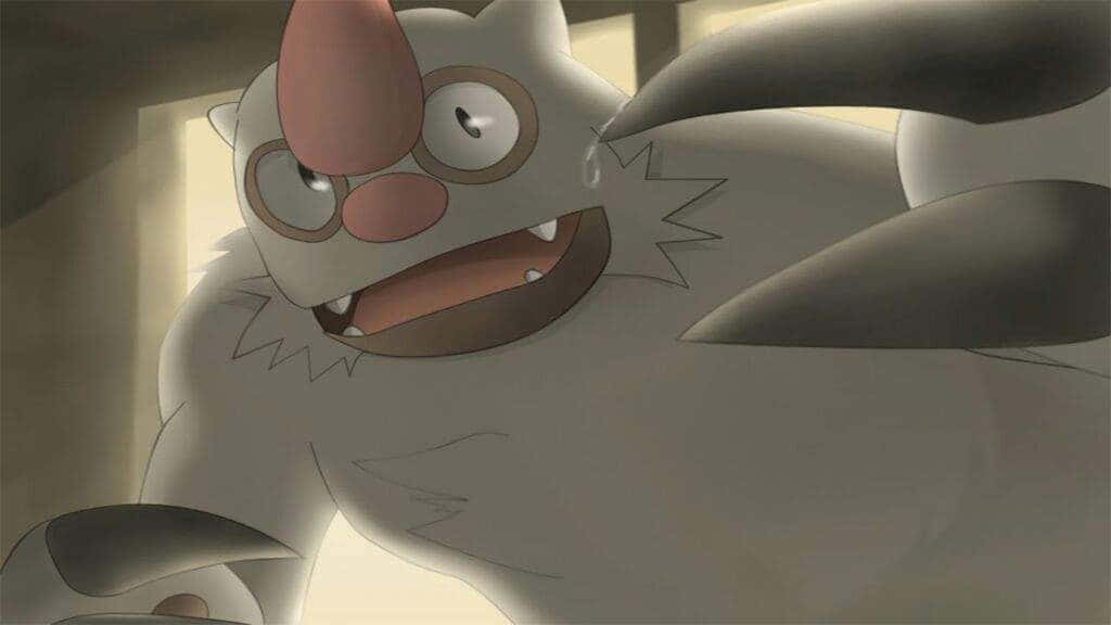 Vigoroth, fluffy white, pink horn, SD Desktop Wallpaper
