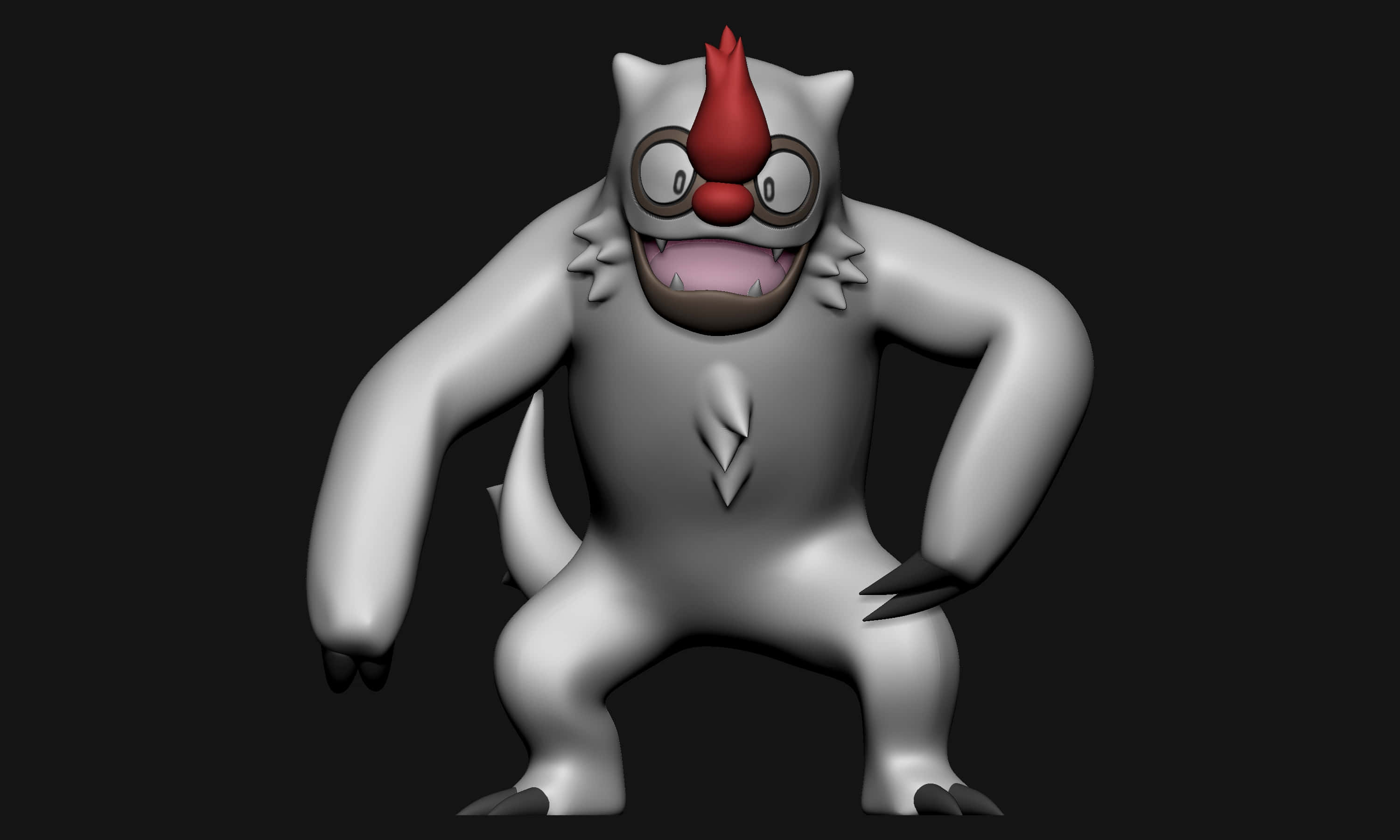 Vigoroth, 3D-rendered, white, 2K Desktop Wallpaper