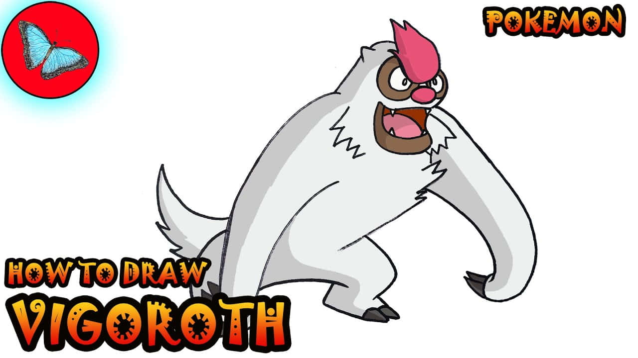 Vigoroth, white Pokémon, pink mohawk, HD Desktop Wallpaper