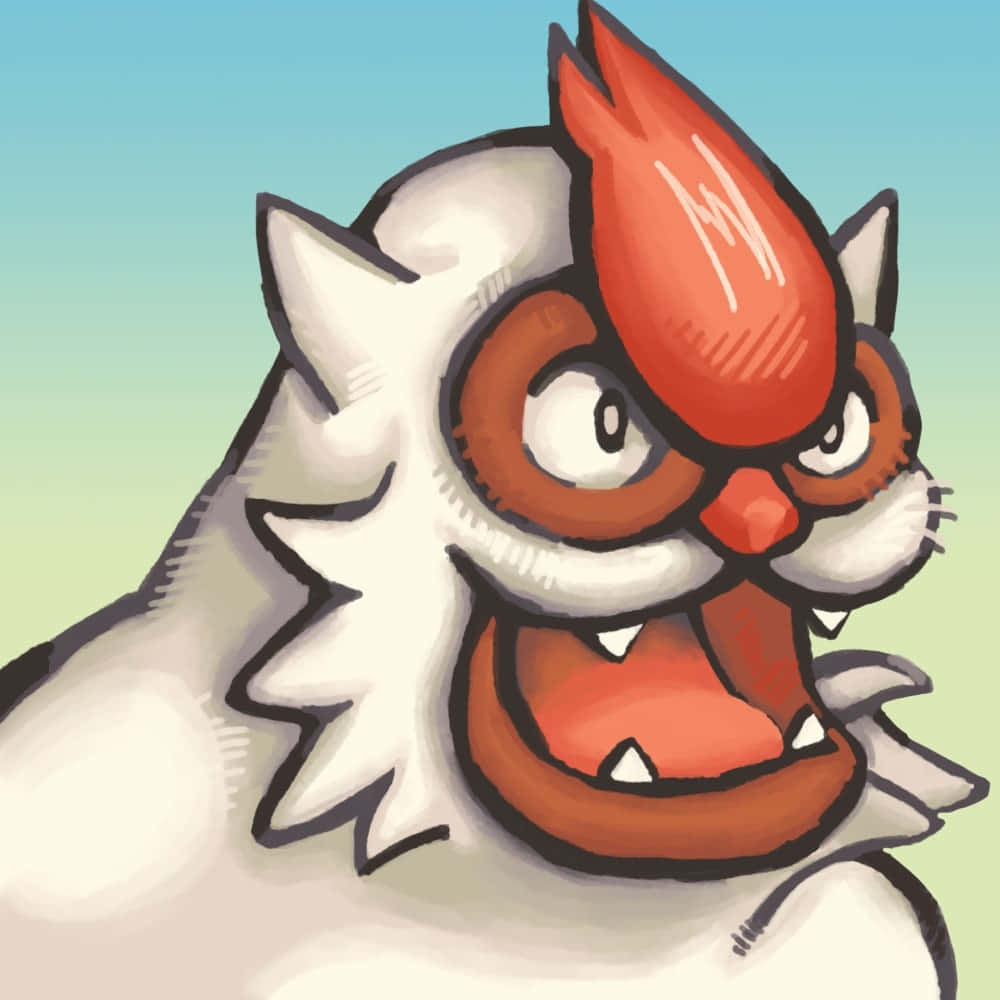 Vigoroth, white and orange creature, fiery red crest, SD Desktop Wallpaper