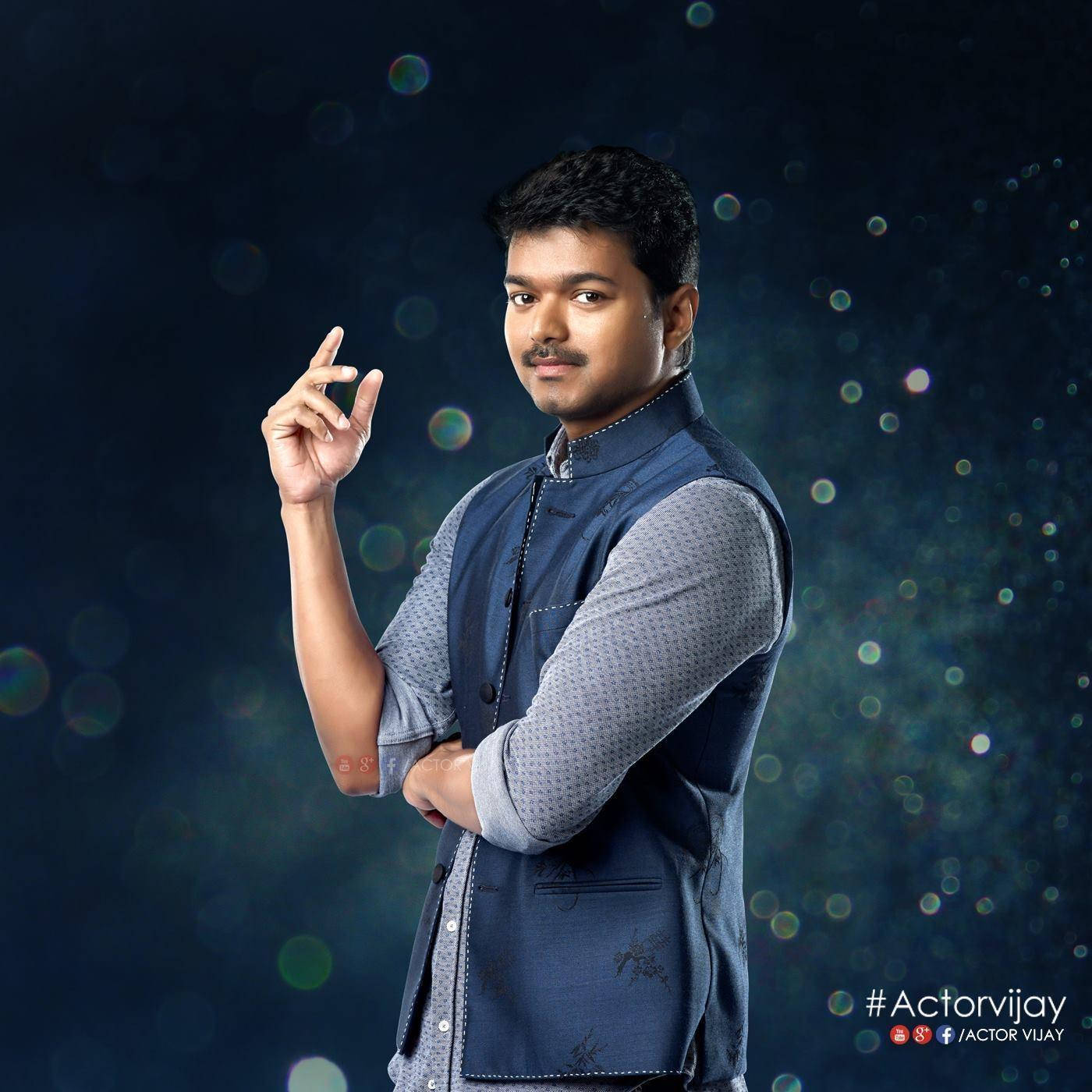 Vijay HD, blue vest, patterned shirt, HD Desktop Wallpaper