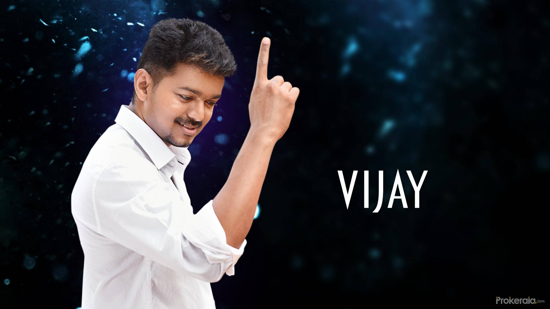 Vijay HD, white shirt, dark cosmic background, Full HD Desktop Wallpaper