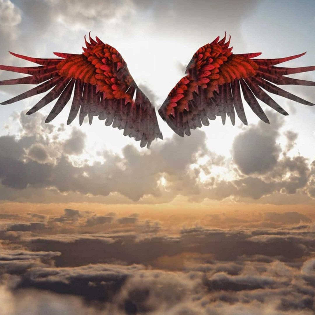 Vijay Mahar, red wings, clouds, SD Desktop Wallpaper
