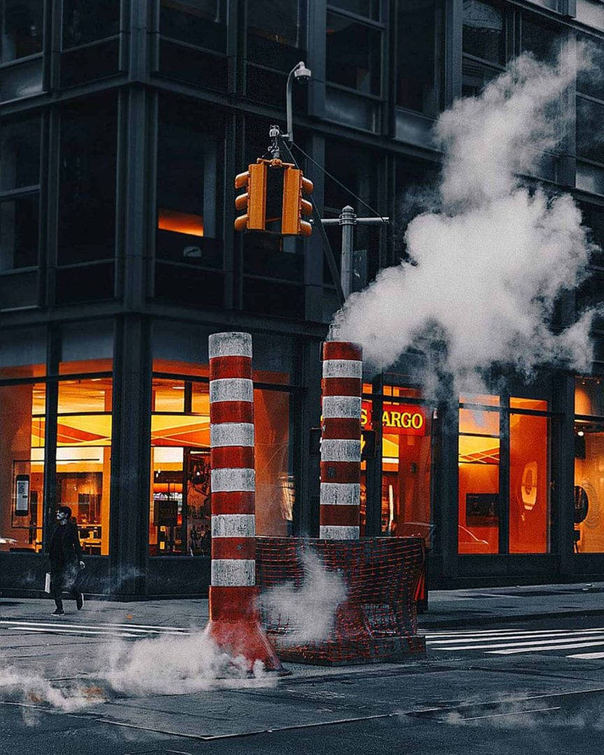 Vijay Mahar, black building, smoke, SD Phone Wallpaper