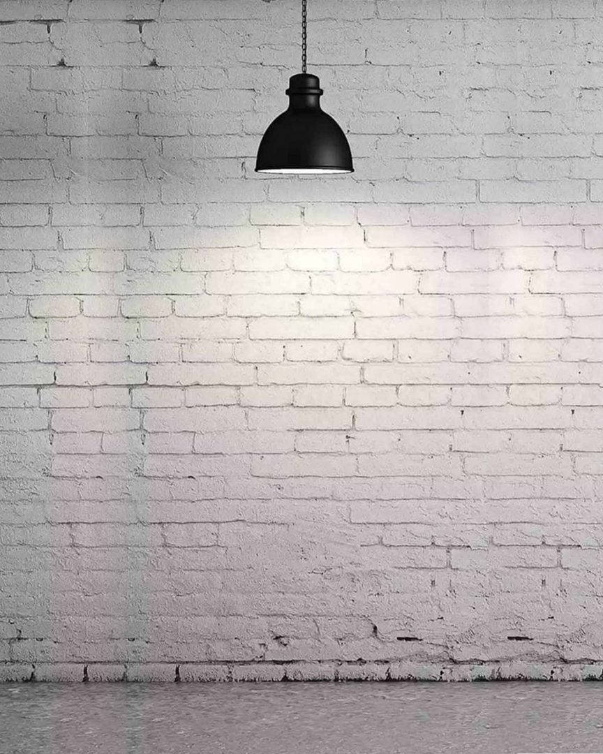 Vijay Mahar, white brick wall, black pendant light, SD Phone Wallpaper