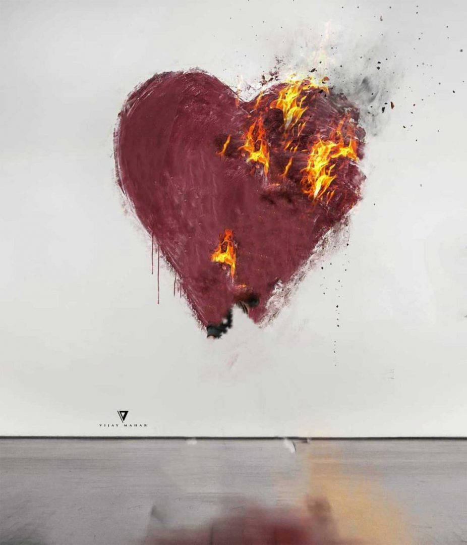 Vijay Mahar, heart, flames, SD Phone Wallpaper