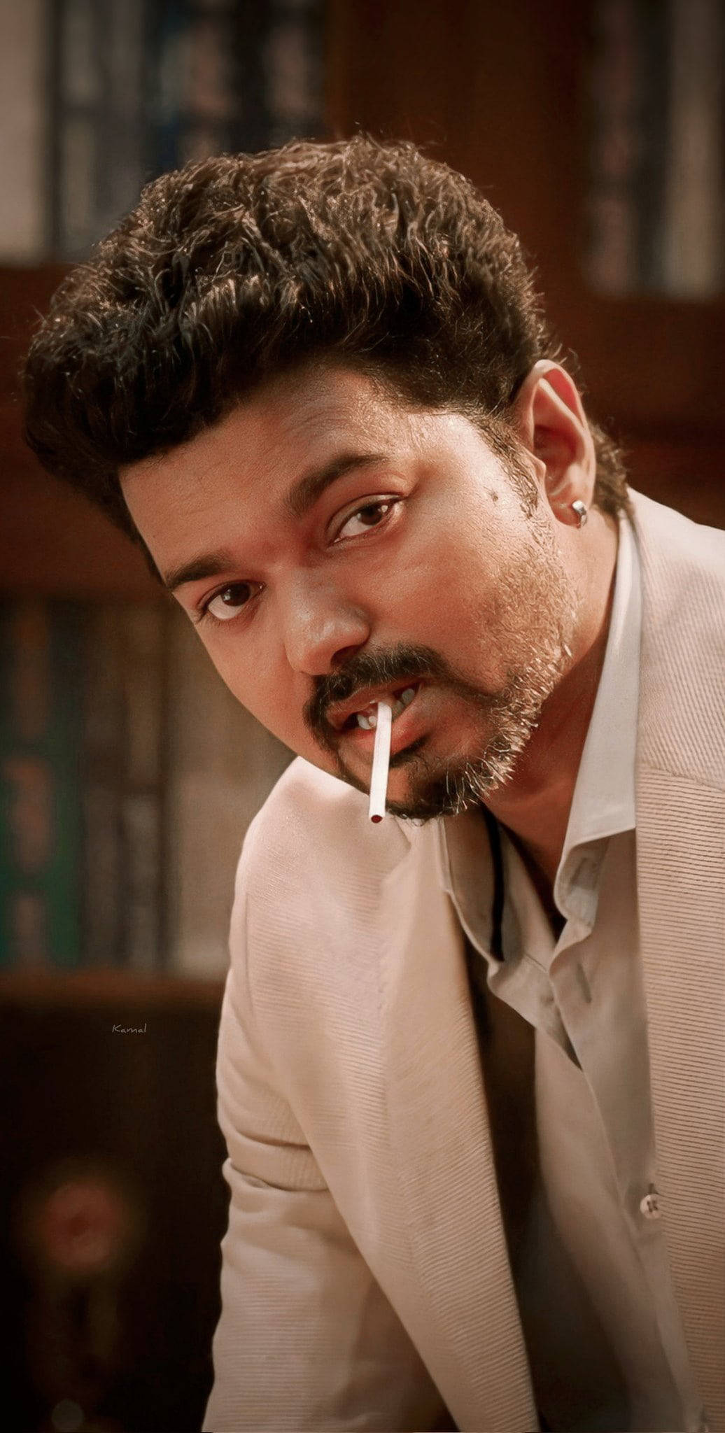 Vijay New, beige suit, dark curly hair, Full HD Phone Wallpaper