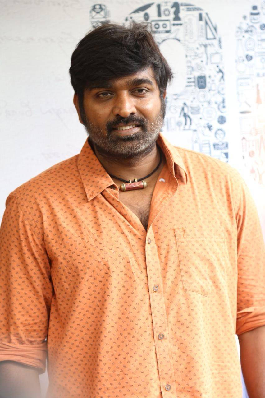 Vijay Sethupathi, orange patterned shirt, wall with doodles, HD Phone Wallpaper