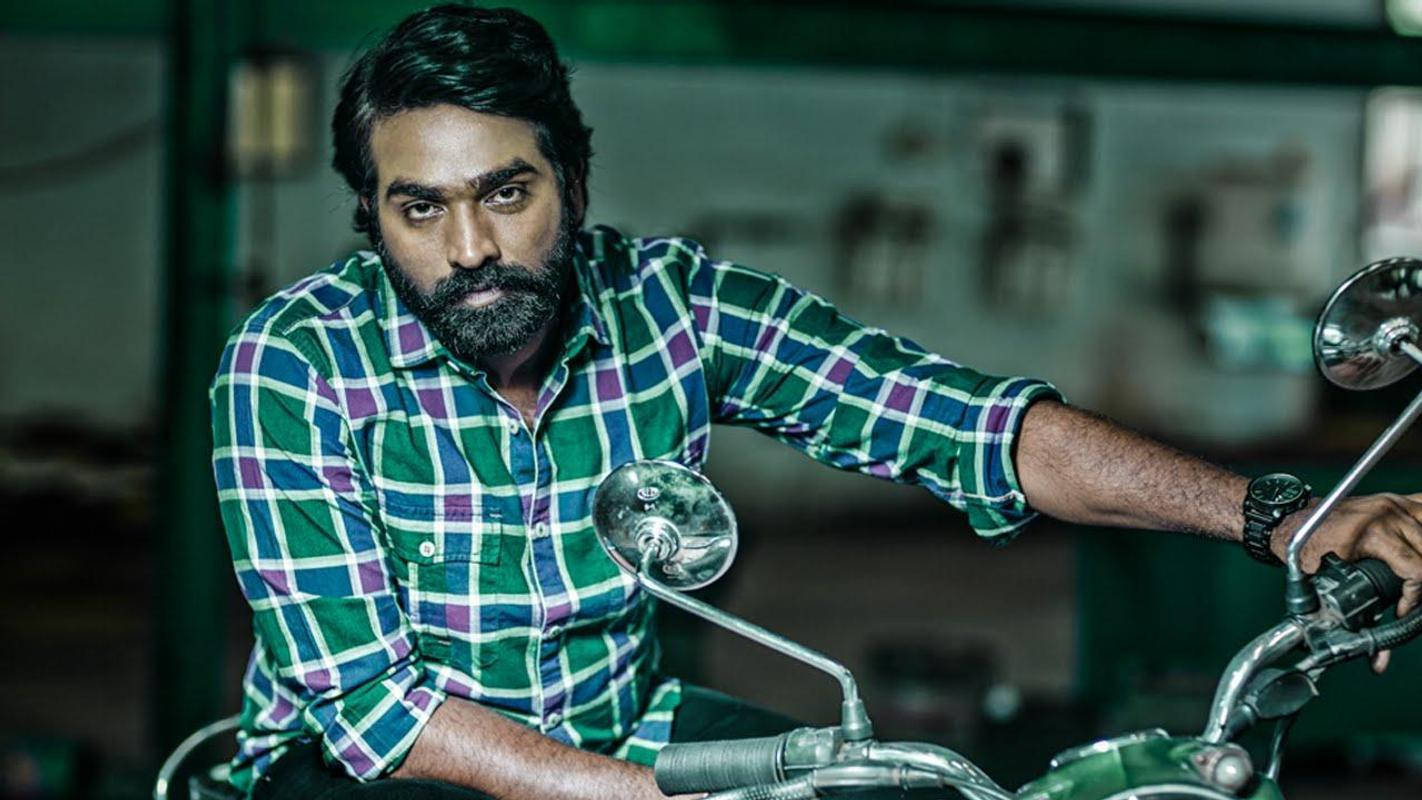 Vijay Sethupathi, motorcycle, green purple plaid shirt, HD Desktop Wallpaper