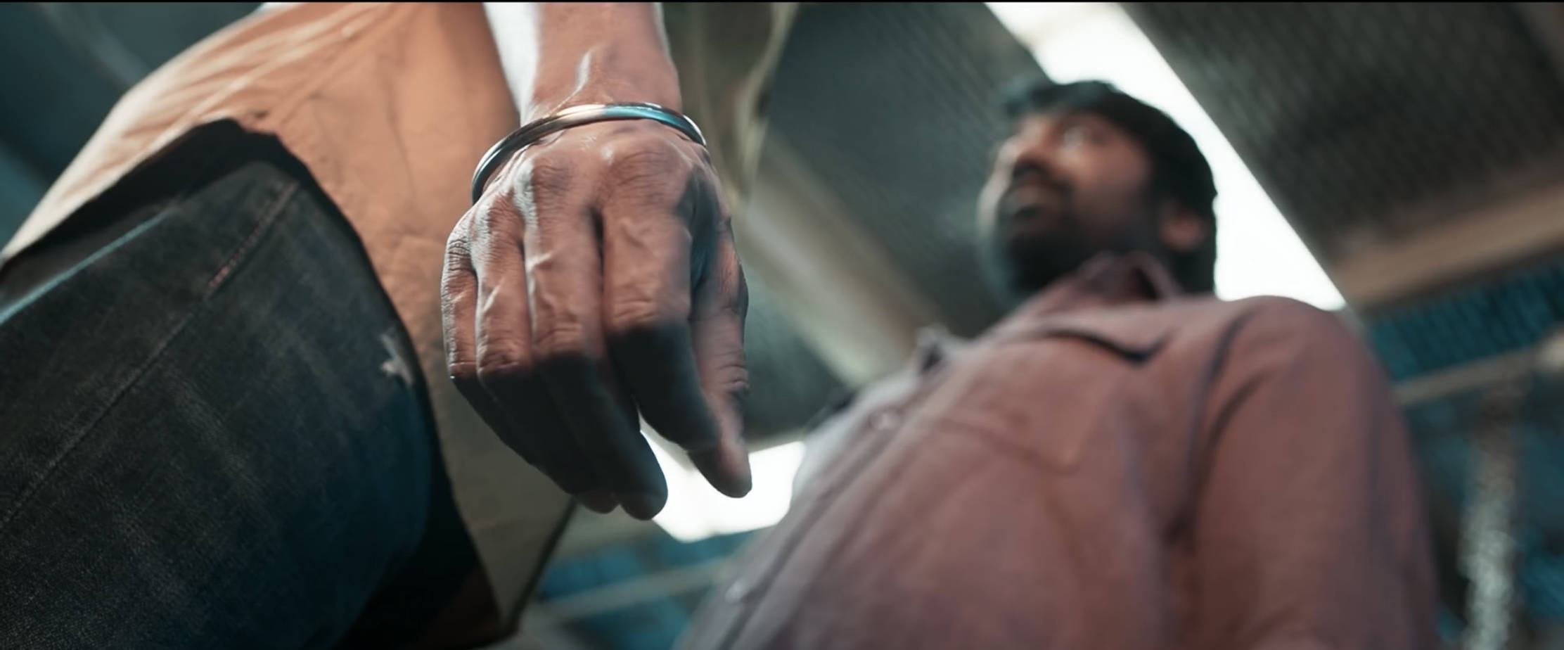 Vijay Sethupathi, handcuffed hand, pink shirt, Full HD Desktop Wallpaper