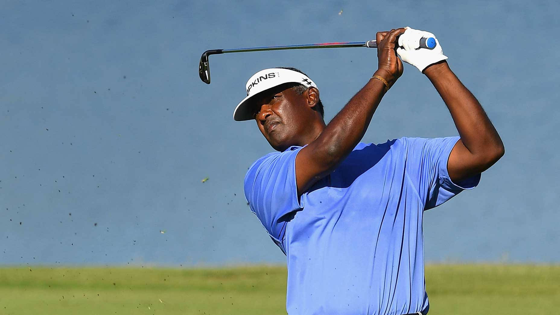 Vijay Singh, blue shirt, white cap, HD Desktop Wallpaper