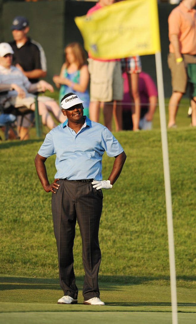 Vijay Singh, golf course, light blue shirt, SD Phone Wallpaper