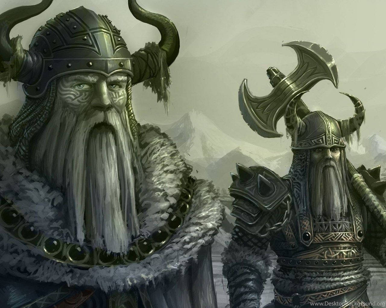 Viking, horned helmets, long beards, HD Desktop Wallpaper