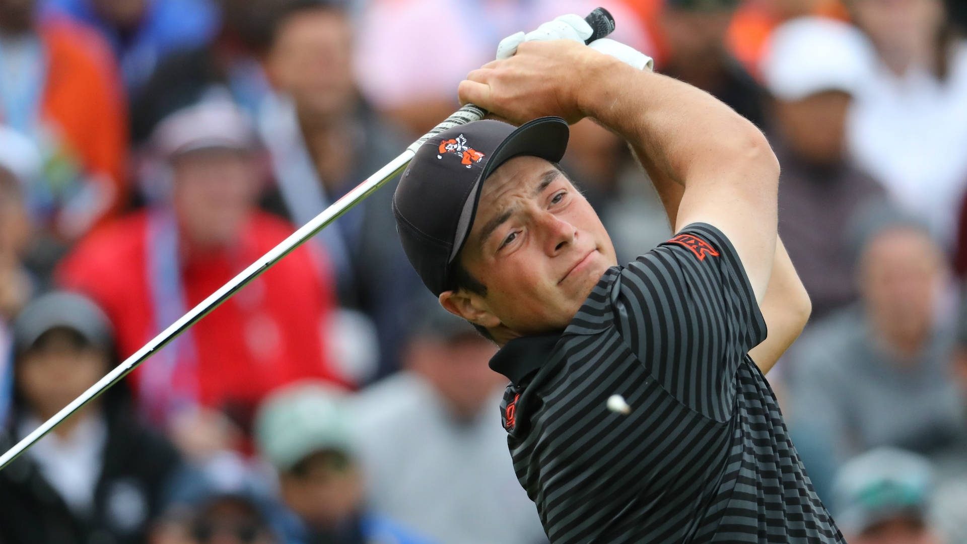 Viktor Hovland, mid-swing, golfer, Full HD Desktop Wallpaper