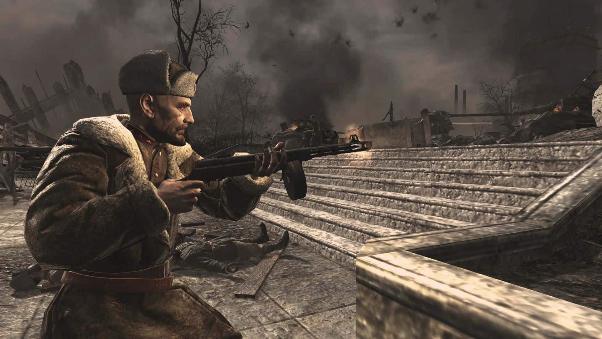 Viktor Reznov, fur-lined coat, ushanka, Full HD Desktop Wallpaper