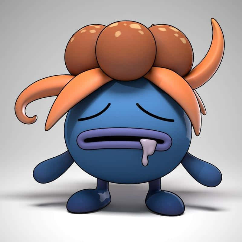 Vileplume, blue cartoon creature, orange tentacles, SD Desktop Wallpaper