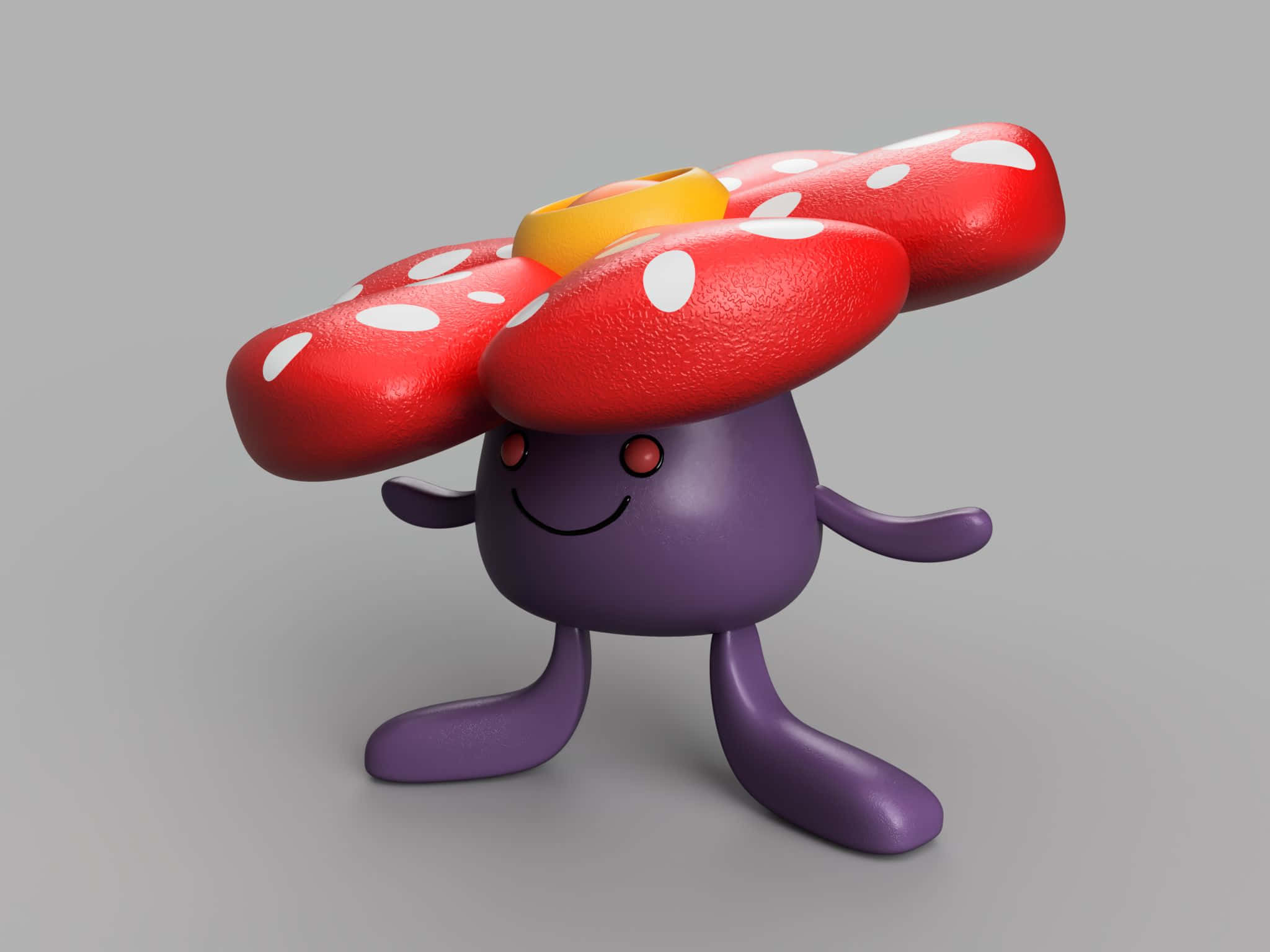 Vileplume, purple mushroom character, red spotted caps, Full HD Desktop Wallpaper
